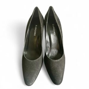 Rangoni Firenze black suede all leather pumps sz 7 AAA narrow nwb